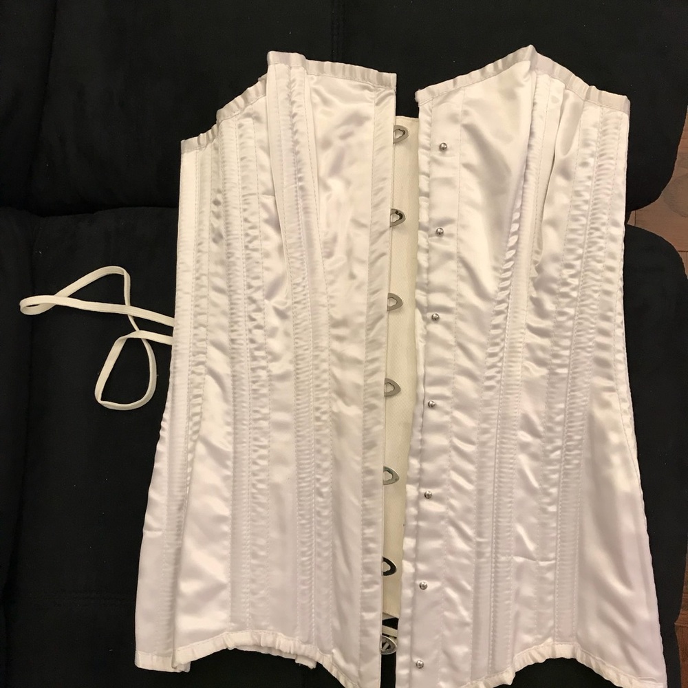 Long line satin corset with steel boning